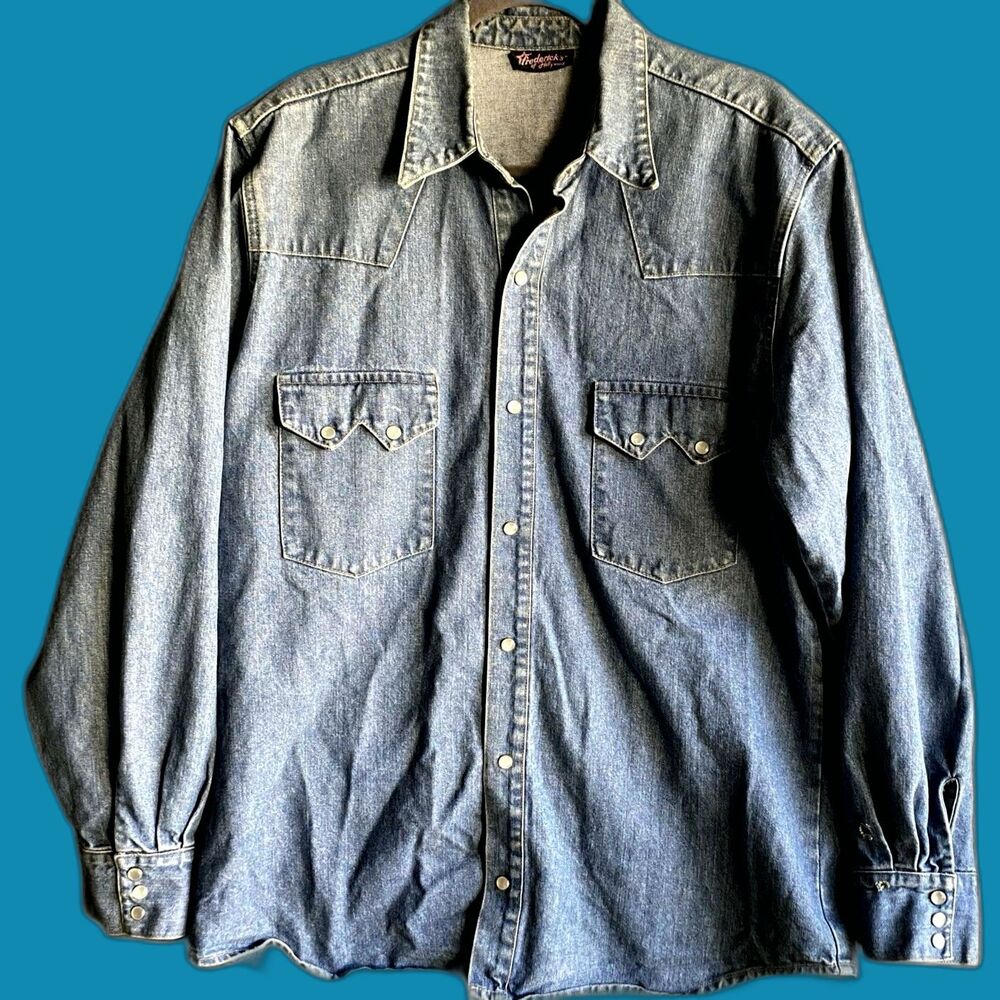 Frederick’s Of Hollywood Vintage Men's Denim Long Sleeve Heavy Denim XL - Rare!
